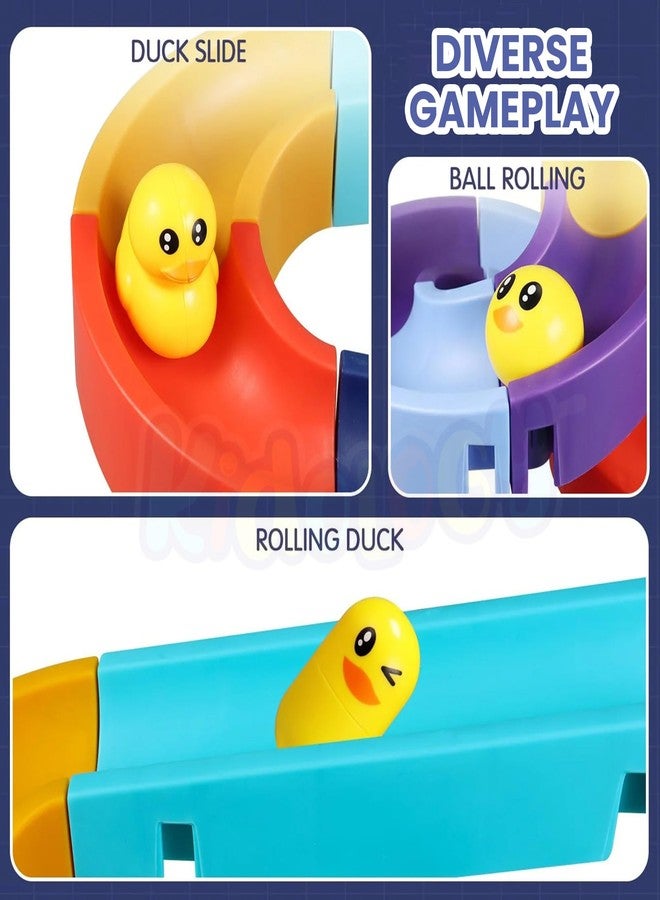 Kidology Small Duck Slide Track Bath Toys for Toddlers - DIY Baby Shower Bathtub Fun Toy, Yellow Ducks Slide Set, Interactive Water Play for Kids, Birthday Gift for Boys & Girls (34 Pcs Set) - Image 4